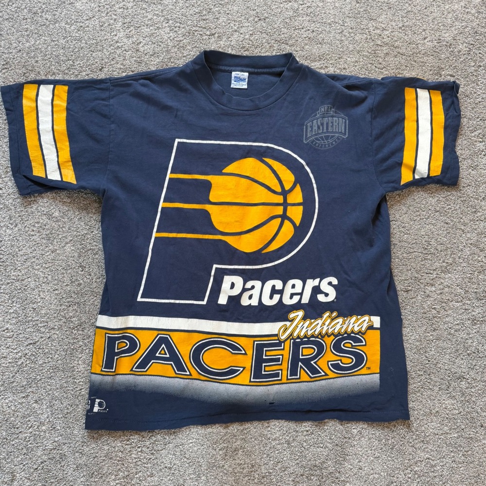 Vintage Salem Sportswear Indiana Pacers T-Shirt Navy Blue 90s NBA USA Large
